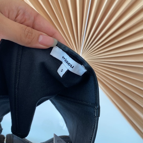 Miaou Mara Corset Black Faux Leather Crop - Picture 2 of 5